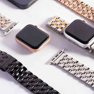 【蘋果庫Apple Cool】Apple Watch S7/6/SE/5/4 42/44/45mm 壓扣式不鏽鋼錶帶