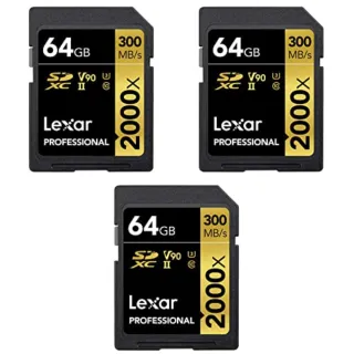 【Lexar 雷克沙】全新超極速 64GB Professional 2000x SDXC UHS-II V90 300MB/s記憶卡(原廠有限永久保固)