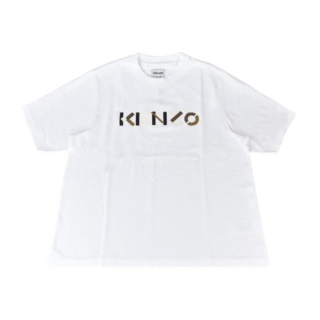 【KENZO】KENZO彩色印花LOGO純棉寬鬆短T(白)