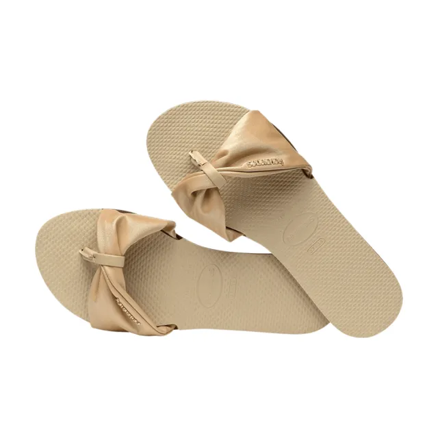 【havaianas 哈瓦仕】平底涼鞋 女鞋 拖鞋 緞面 巴西 You St Tropez Lush 沙灰色 4147010-0154W(哈瓦士)