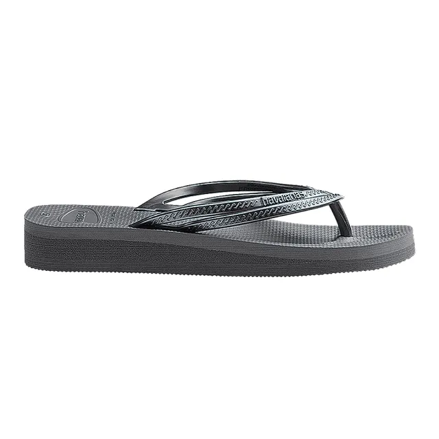 【havaianas 哈瓦仕】拖鞋 女鞋 夾腳拖 厚底 巴西 Wedges 灰色 4146317-5002W(哈瓦士)