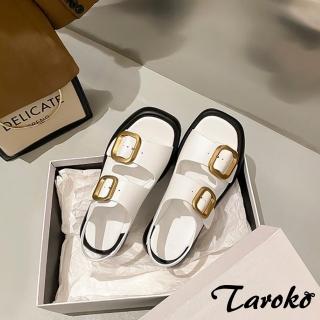 【Taroko】皮帶搭扣厚底涼鞋(2色)