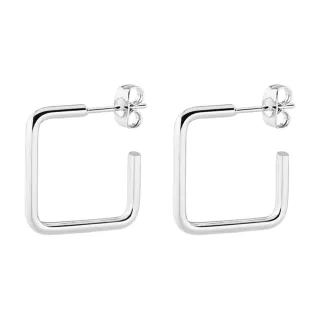 【VIA】鋼耳環 鈦鋼耳環/時尚幾何15MM正方形線條造型個性鈦鋼耳環(3色任選)