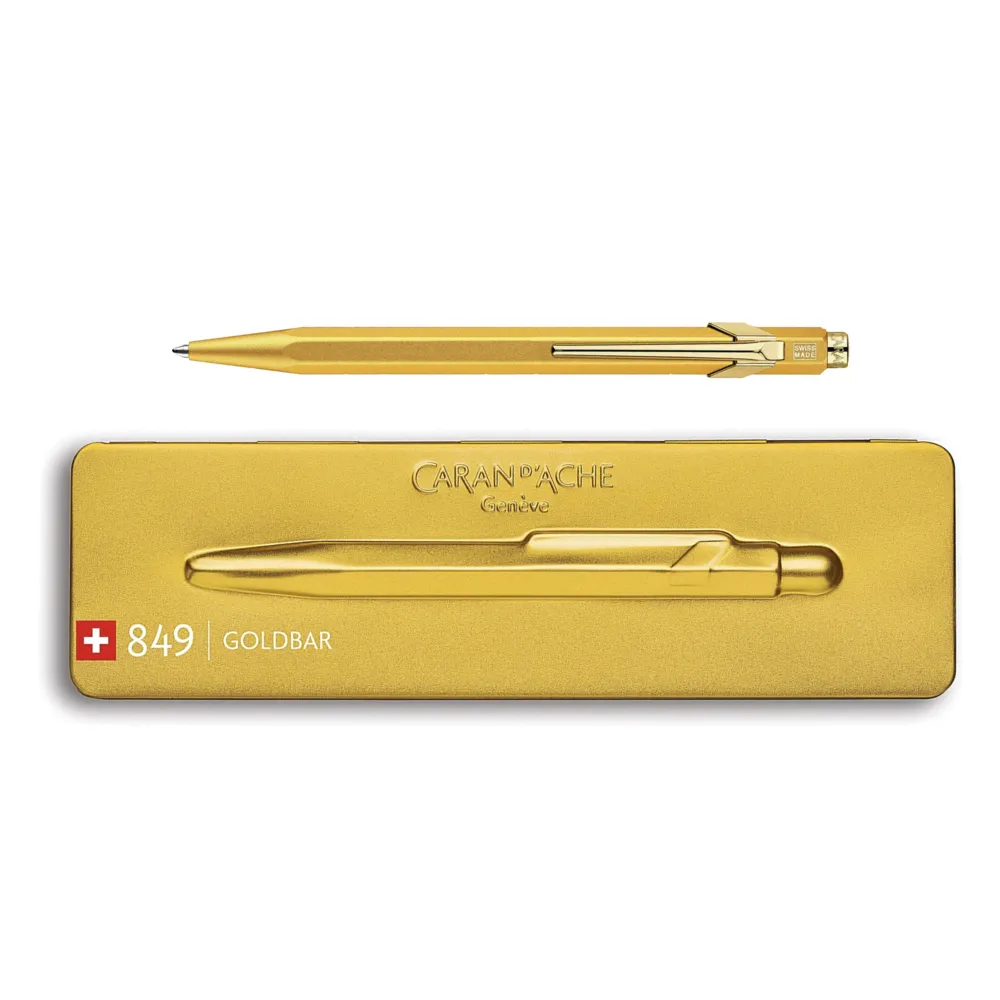 【CARAN d’ACHE】CARAN d’ACHE 卡達  849 PREMIUM 999尊貴金 GOLDBAR 機械工藝 原子筆(原廠正貨)