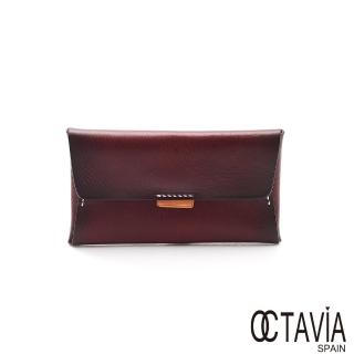 【OCTAVIA 8】真皮 愛的資訊 植染牛皮插稍歐式長夾(卡門紅)