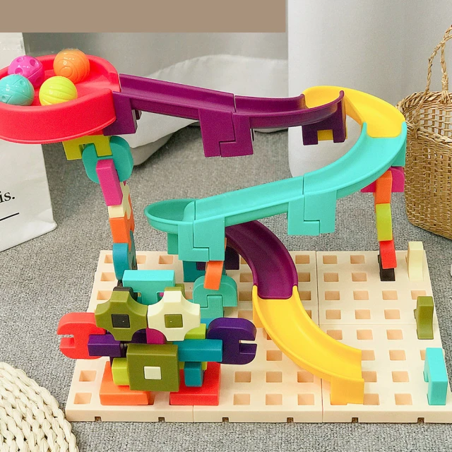 小小建築建構師積木滑道玩具組-67PCS(積木)