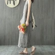 【ACheter】日系棉麻條紋拼接文藝大碼寬鬆顯瘦無袖背心洋裝#112255(2色)