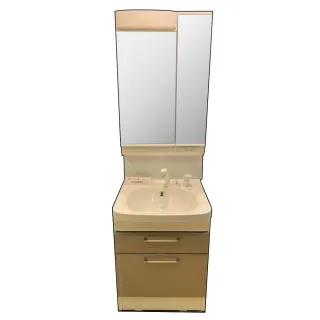 【Takara】日本原裝進口60CM洗面化妝台/雙抽屜浴櫃+雙面收納鏡附照明(含基本安裝)