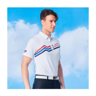 【Jack Nicklaus 金熊】GOLF男款彈性印花吸濕排汗高爾夫球衫/POLO衫(白色)