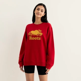 【Roots】Roots女裝-#Roots50系列 光芒海狸圓領大學T(紅色)