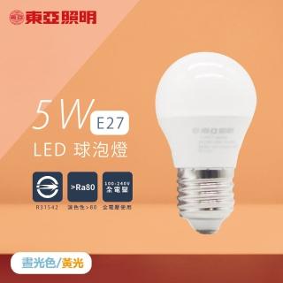 【東亞照明】6入組 LED燈泡 5W 白光 黃光 全電壓 E27 球泡燈