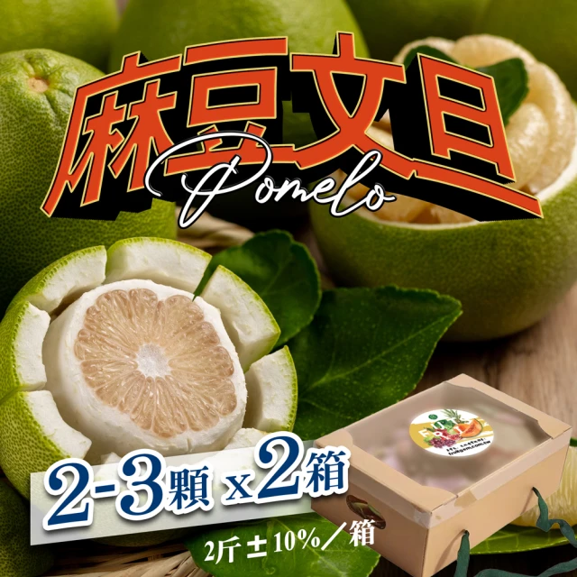 果樹寶石 花蓮鶴岡麻豆文旦柚2-3顆x2箱（ 2斤/箱）(日本指定輸出果園 國寶精萃等級 外銷日本原箱)