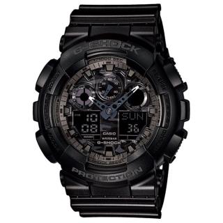 【CASIO 卡西歐】G-SHOCK雙顯金屬光澤腕錶-黑(GA-100CF-1A)