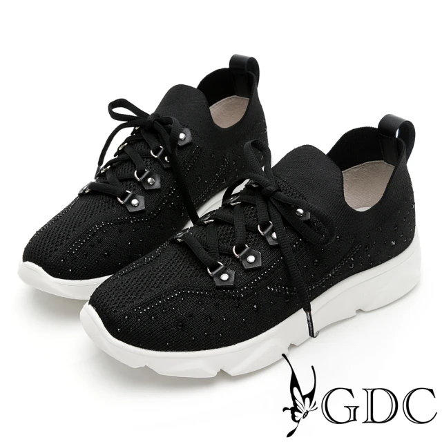 【GDC】輕奢運動風綁帶舒適透氣款休閒鞋-黑色(126007-00)