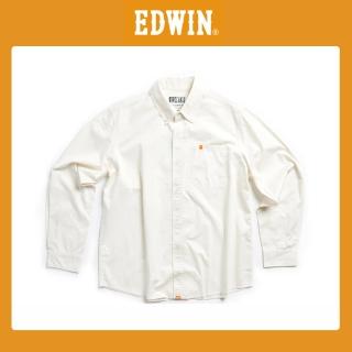 【EDWIN】男裝 經典洗色休閒牛津長袖襯衫(白色)