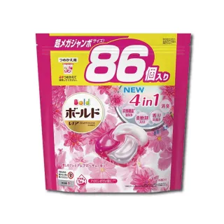 【日本P&G】4D炭酸機能4合1強洗淨消臭留香柔軟洗衣凝膠球(牡丹花香粉紅袋86顆洗衣膠囊洗衣球平輸品)