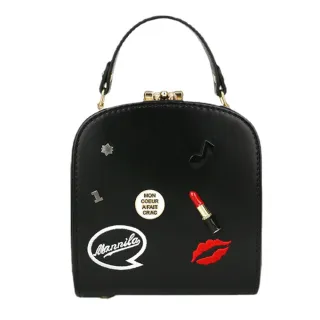 【Sp house】復古感紅唇口紅刺繡鍊條手提單肩包(2色)