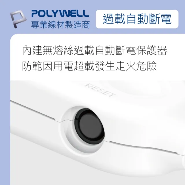 【POLYWELL】2P中繼型延長線 /12尺