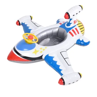 【Leader X】網紅爆款 加厚防爆喇叭方向盤飛機戲水坐騎 兒童造型游泳圈(適用1-3歲)