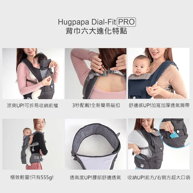 【hugpapa】揹巾澎派組 DIAL-FIT PRO 韓國透氣減壓背帶 新生兒腰凳背巾(含坐墊+前口水巾+睡罩/4色)