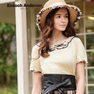【Kinloch Anderson】金安德森女裝 配格布蕾絲抽皺上衣(黃)