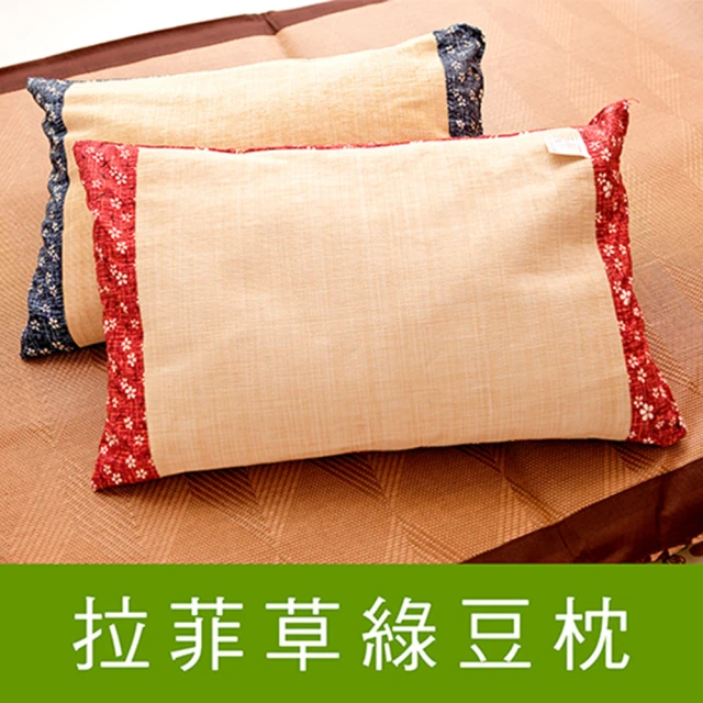 【JENNY SILK 蓁妮絲生活館】拉菲草綠豆枕X1顆(天然傳統綠豆枕)
