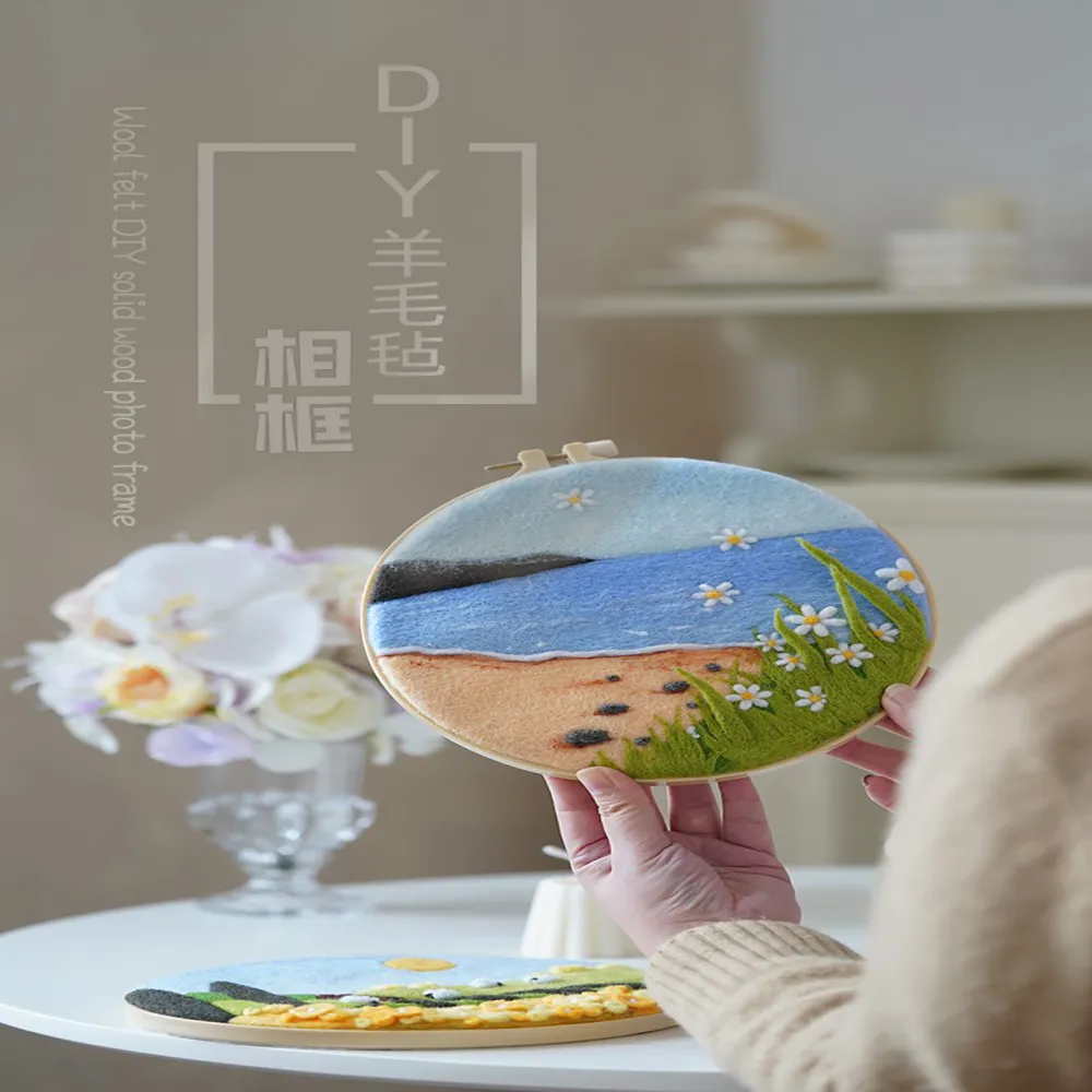 【德德小品集】來刺繡吧:高級羊毛設計款 富士山 櫻花 秋天(刺繡 diy組合包 內含材料以及教學)