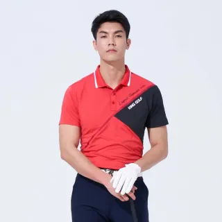 【KING GOLF】網路獨賣款-素面撞色撞色OLO衫/高爾夫球衫(紅黑)