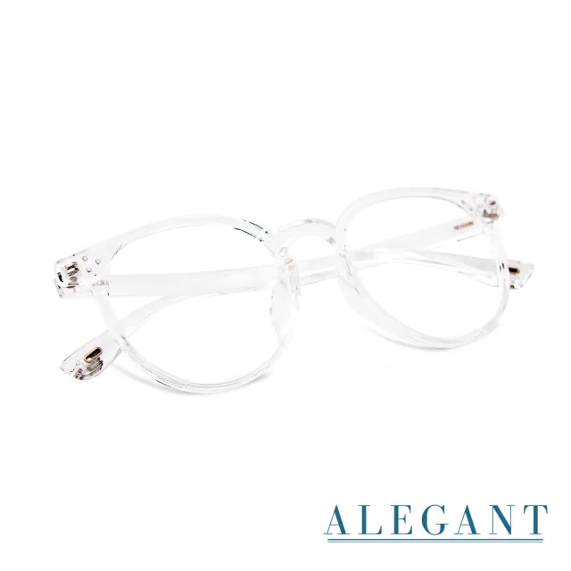 【ALEGANT】現代感澄雅透視圓框輕量TR90光學框UV400濾藍光眼鏡(氣泡的波光水玉/透明圓框藍光眼鏡)