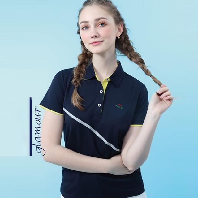 【Per GIBO】T網眼女版短POLO衫(PK222978丈青/亮黃)