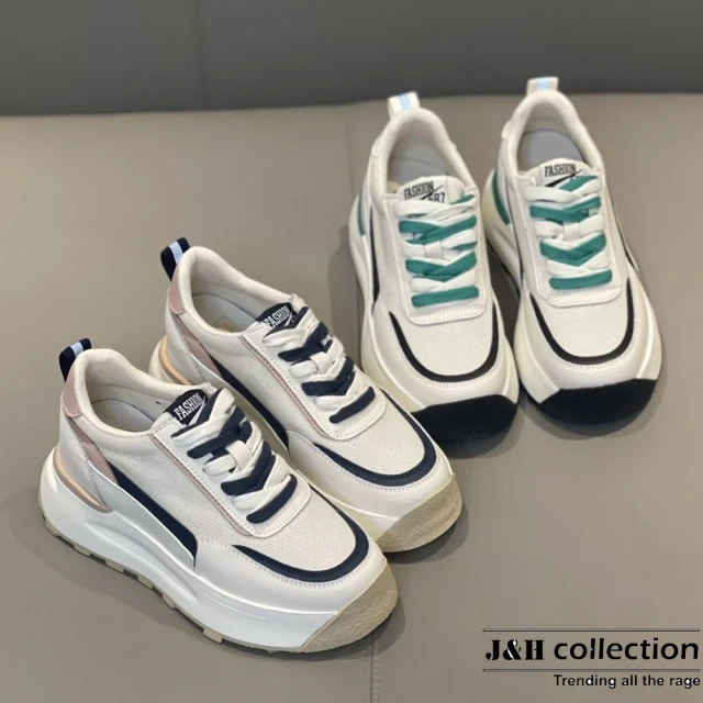 【J&H collection】休閒運動雙色繫帶老爹鞋(現+預  藍色 / 綠色)