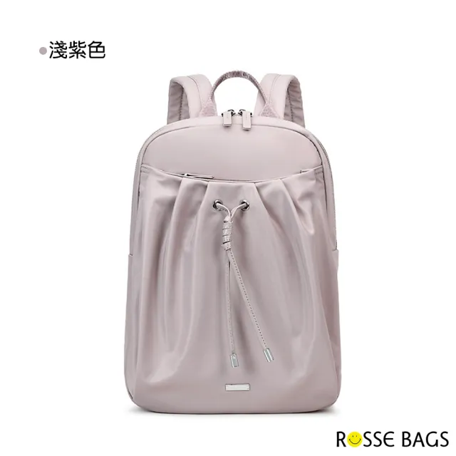 【Rosse Bags】休閒旅行褶皺牛津布雙肩後背包(現+預  淺紫色 / 灰色 / 黑色)