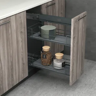 【Jyun Pin 駿品裝修】駿品嚴選鋼珠緩衝側拉線籃(FA115GBB 適用體櫃150)