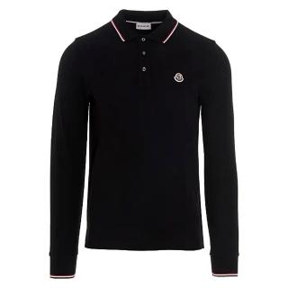 【MONCLER】男款小LOGO 黑色長袖POLO衫(S號、M號、L號、XL號、XXL號)