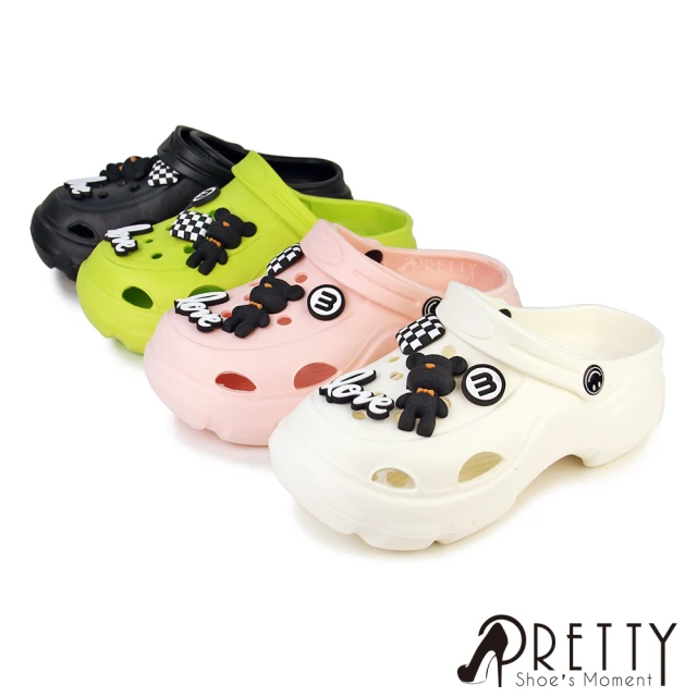 【Pretty】女款 洞洞鞋 布希鞋 雨鞋 水鞋 涼拖鞋 輕量(粉紅、綠色、白色、黑色)