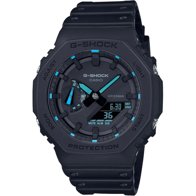 【CASIO 卡西歐】G-SHOCK 八角防護構造雙顯手錶  情人節 父親節 禮物(GA-2100-1A2)