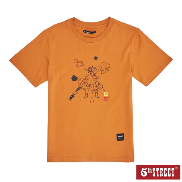 【5th STREET】中性 短袖 短t 上衣 t恤 TEE 防疫 動漫 棉質 橘色(5A7002)