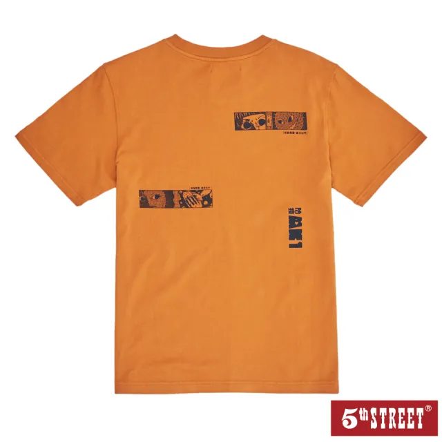 【5th STREET】中性 短袖 短t 上衣 t恤 TEE 防疫 動漫 棉質 橘色(5A7002)