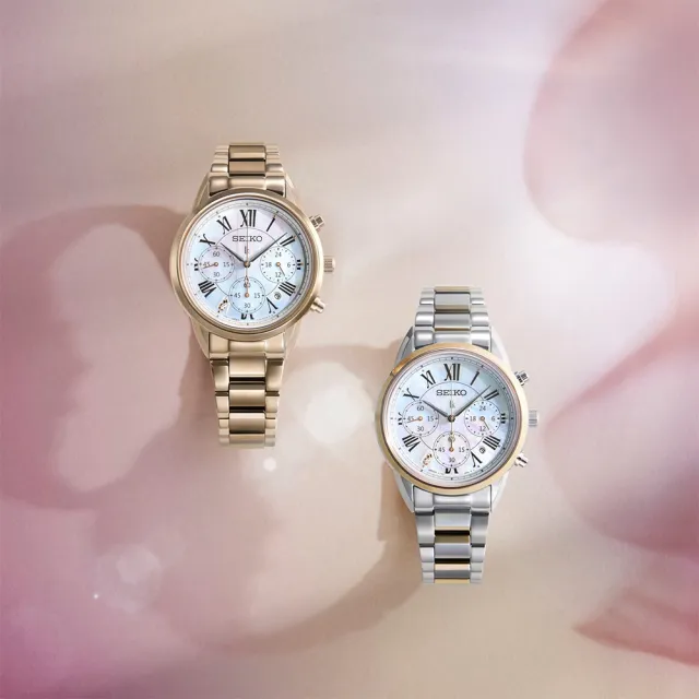 【SEIKO 精工】LUKIA 比利時精緻風太陽能三眼鋼帶女錶款36.4mm(多款可選 均一價)
