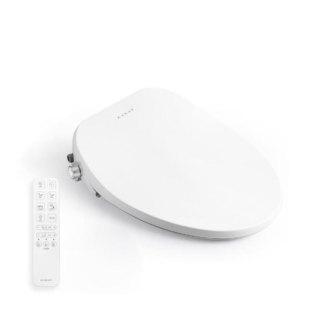 KARAT凱樂 KW-406 瞬熱式智慧馬桶蓋，採用1050W功率（最大瞬間1218W）節能設計，提供暖座、按摩洗淨、人體感應功能。水溫3段調節（常溫/35°C/38°C）、座溫3段控制（常溫/33°C/37°C），無線遙控操作，氣泵浦出水方式，適用1-7Kgf/cm²水壓。尺寸508×367×95mm，電壓110V/60Hz，線長1.5M，內容物含超薄型免治美式/V型座圈，BSMI許可T33372，產地其他國家，提升居家衛浴舒適度。