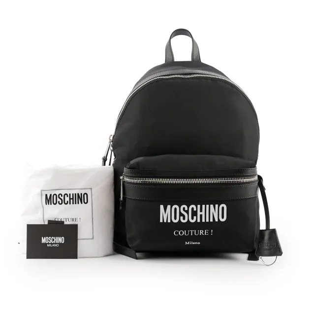 【MOSCHINO】Logo 尼龍口袋後背包(黑色)
