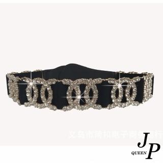 【Jpqueen】水鑽英文字圈圈彈性鬆緊帶腰帶皮帶(6色可選)