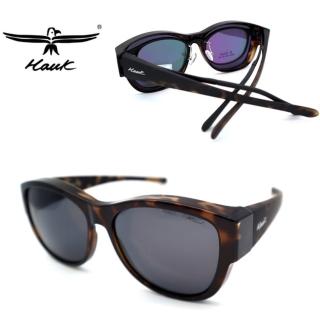【Hawk 浩客】臺灣精品 專業偏光套鏡 偏光太陽眼鏡 護眼防曬 HK1021-90 玳瑁色框深灰偏光鏡片 公司貨