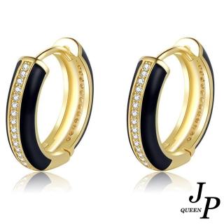 【Jpqueen】墨藍優雅水鑽滴油圈圈甜美耳環(金色)
