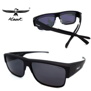 【Hawk 浩客】臺灣精品 專業偏光套鏡 偏光太陽眼鏡 護眼防曬 HK1022-02 霧黑框深灰偏光鏡片 公司貨