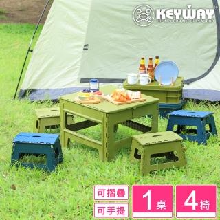 【KEYWAY 聯府】須賀川止滑摺合1桌4椅組(露營野餐 折疊收藏 MIT臺灣製造)