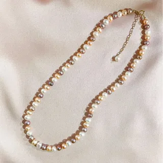 【Elegant 珍愛宣言】甜蜜繽紛天然珍珠彩色頸鏈(珍珠項鍊  珍珠頸鍊 淡水珍珠 飾品 送禮推