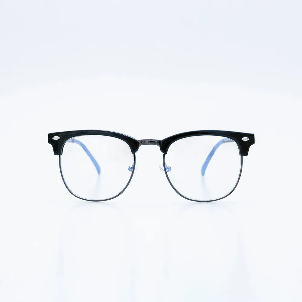【ASLLY】Y1067威靈頓眉框濾藍光眼鏡｜俐落黑鈦