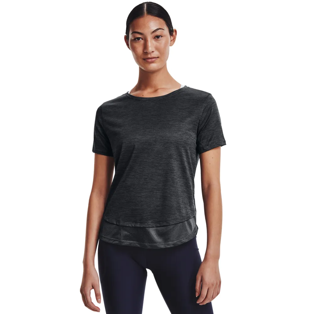 【UNDER ARMOUR】UA 女 Tech Vent短袖T-Shirt _1366129-001(黑)