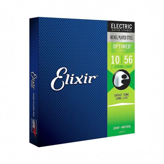 【ELIXIR】19057 OPTIWEB 超薄包覆 七弦 電吉他套弦 10-56(台灣公司貨 商品品質有保障)